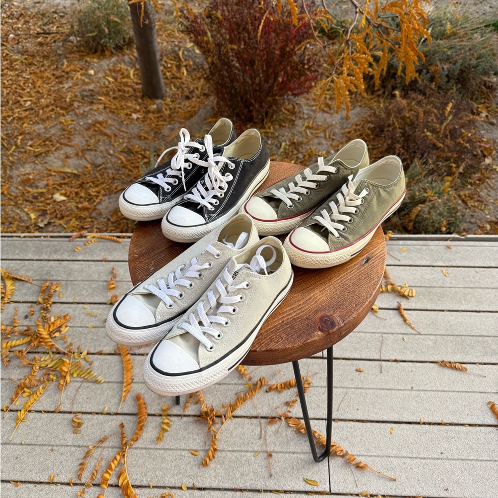Converse Chuck Taylor Low Top Sneakers in Black, Cream, and Olive